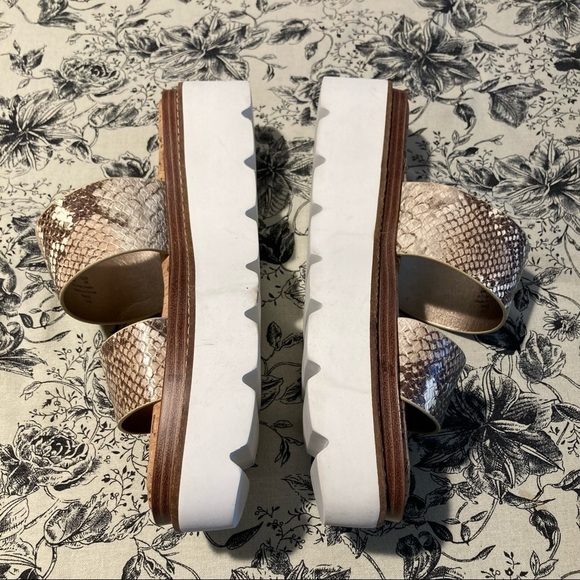 SAM EDELMAN Sz 9 Raul Cork Insole Chunky Sole Slip On Sandals Snakeskin - Picture 3 of 9